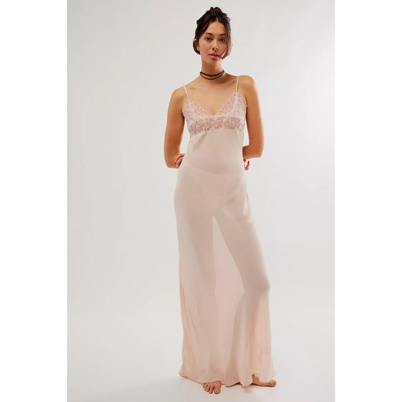 Free People Other - Free People Intimately Women's Midnight Magic Maxi Slip Dress Romantic Pink Med